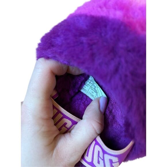 UGG YEAH BERRYLICIOUS MULTI SLIDE FUR SLINGBACK SHOES SLIPPERS SIZE 8 Purple Pin - Picture 4 of 7